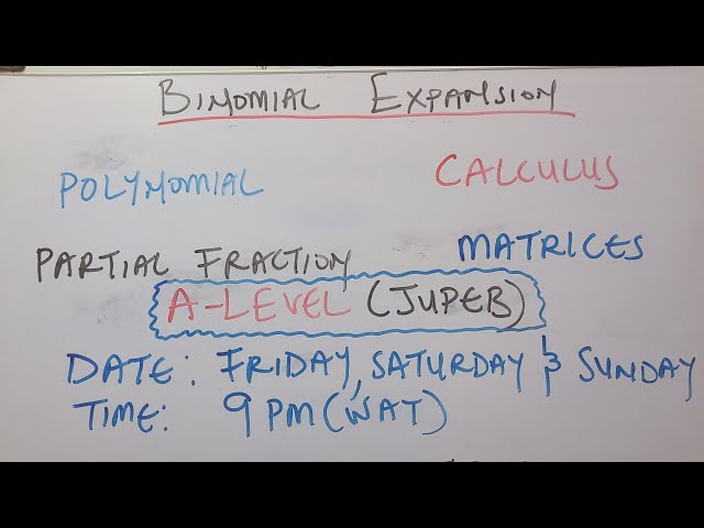 A-level Mathematics Tutorial || JUPEB