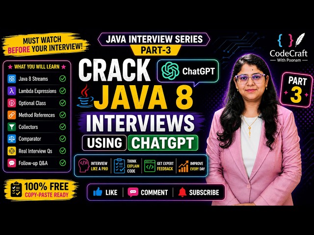 Crack Java 8 Coding Interviews with ChatGPT  | Streams, Lambda & Optional | CodeCraft with Poonam