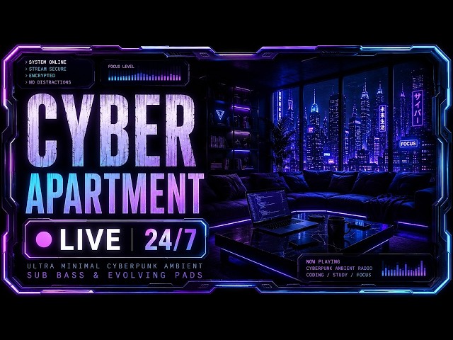 🔴 Ultra Minimal Cyberpunk Ambient | Sub Bass & Evolving Pads | 24/7 Coding Radio