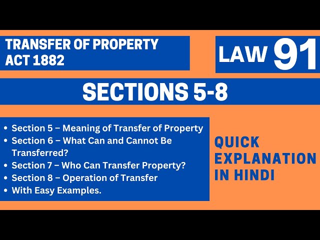 Transfer of Property Act | Sections 5-8 | Meaning of Transfer, Competency & What Can Be Transferred