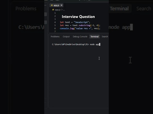 JavaScript substring() with Negative Index | How Does substring() Handle -5? | Part-572