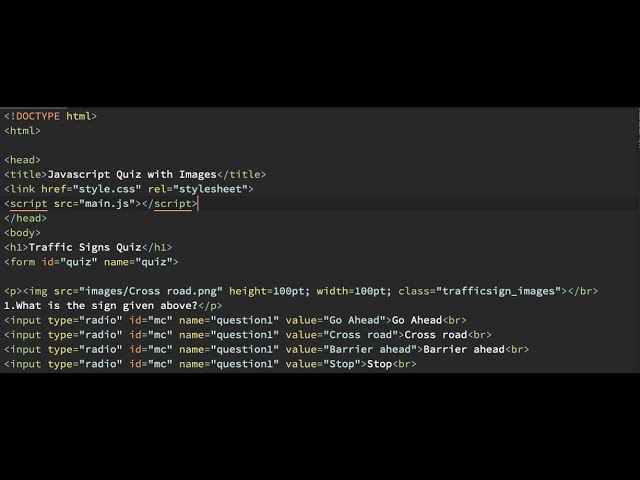 Quiz with Images using Javascript, HTML and CSS