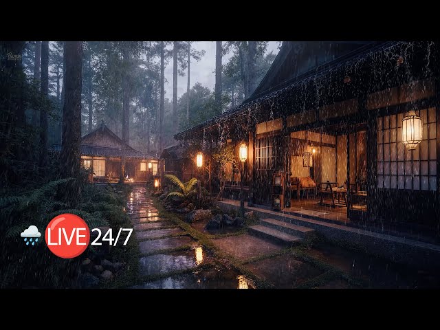 24/7 LIVE Heavy Rainstorm in an Old Forest Mansion 🌧️ Deep Sleep & Relaxation Sounds 🌧️
