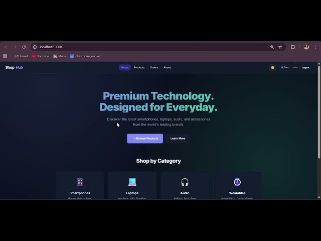 ShopHub — Full-Stack E-Commerce Store | Node.js + Express + MySQL + Vanilla JS