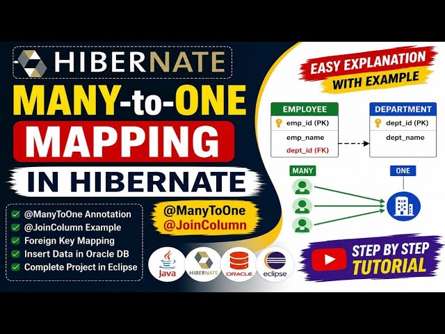 Hibernate Many-to-One Mapping Tutorial in Java | @ManyToOne Annotation Example
