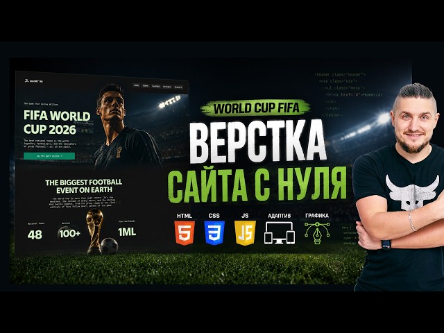 Верстка сайта с нуля: HTML, CSS, JS, Адаптив и графика, World Cap FIFA