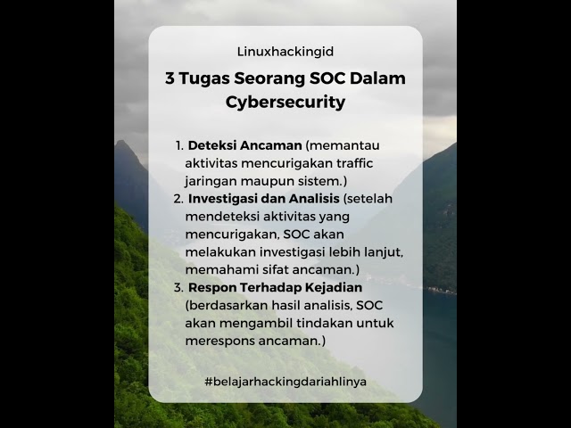 3 Jenis tugas Seorang SOC #cybersecurity #linuxhackingid