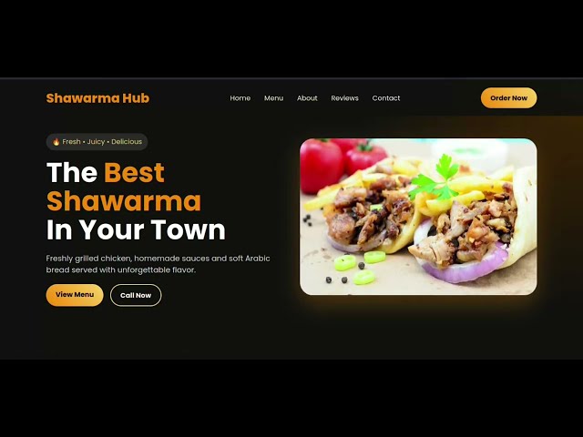 Shawarma Hub Website Design | Modern Restaurant Landing Page | HTML CSS JavaScript