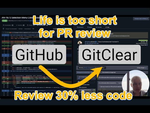 Synced GitHub Pull Requests with 30% Less to Review? GitClear PR Code Review Demo