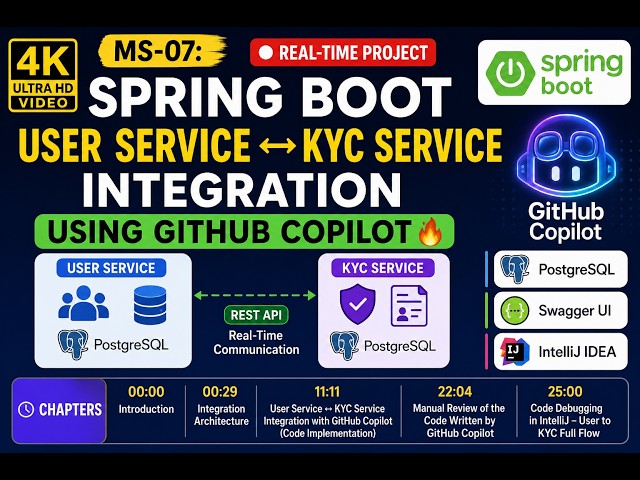 MS-07: User Service to KYC Service Communication in Spring Boot🔥| Copilot + IntelliJ Debugging