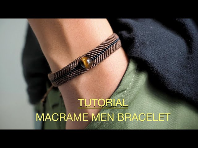 Diy men's macrame bracelet,Easy tutorial bracelet,แบบข้อมือผู้ชาย เชือกเทียน