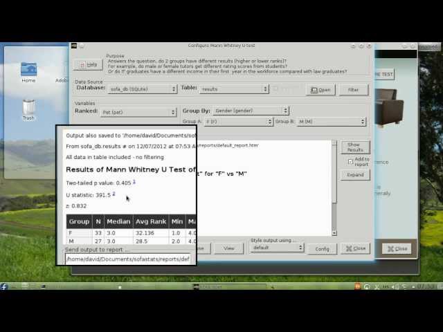 Using SOFA to do a Mann-Whitney U Test