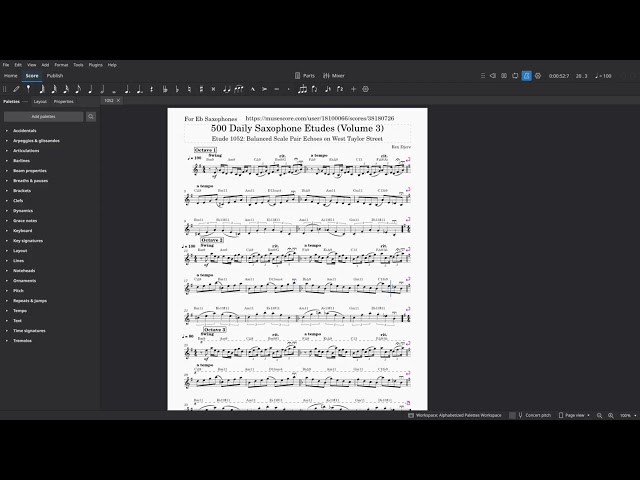 Saxophone Etude 1052 - Rex Djere