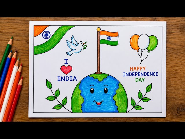 Easy Independence Day Drawing | 15 August Drawing Easy | Independence Day Poster Drawing 