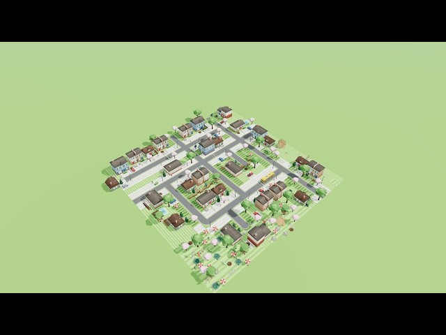 Low Poly Suburban Neighborhood Pack for Three.js (R3F)