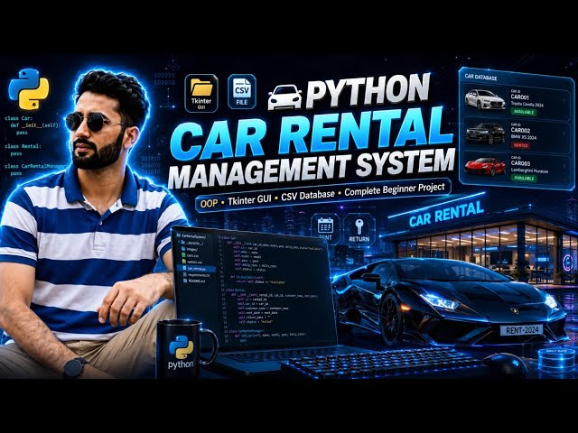 Python Car Rental Management System Using Tkinter & CSV | Complete GUI Project with Source Code