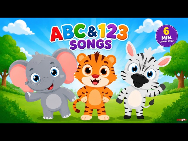ABC Animals & Counting Songs for Kids | Learn Letters A Z and Numbers 1 10 | 6 Minute Compilation