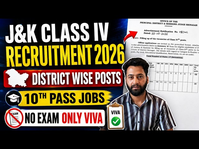 J&K Class Iv Posts Out 🔥 J&K Class Iv Jobs District Wise | J&K 10th Pass Jobs 2026 | Class Iv Jobs