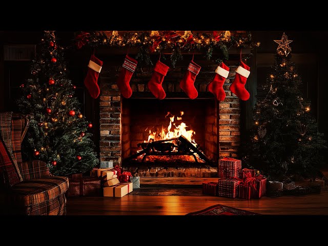 Christmas Fireplace 🔥 Burning Fireplace & Crackling Fire Sounds (NO Music)