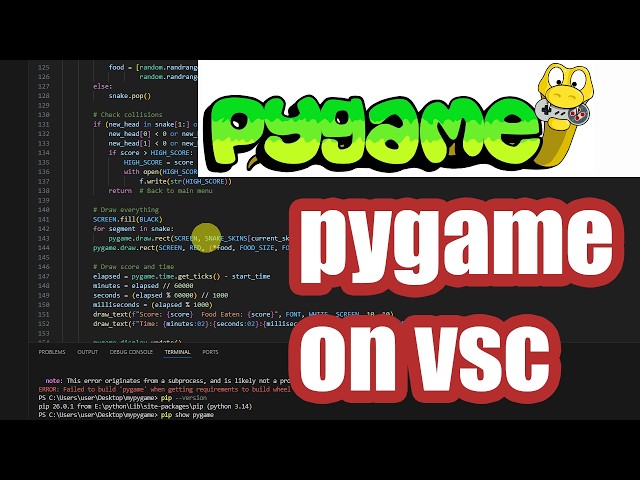 Downloading PyGame in Visual Studio Code 2026