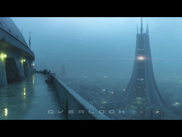OVERLOOK: Blade Runner Ambient with Rain - SOOTHING Cyberpunk Soundscape
