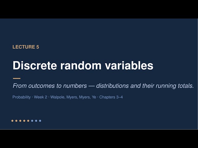 Discrete Random Variables — Probability Week 2, Lecture 5