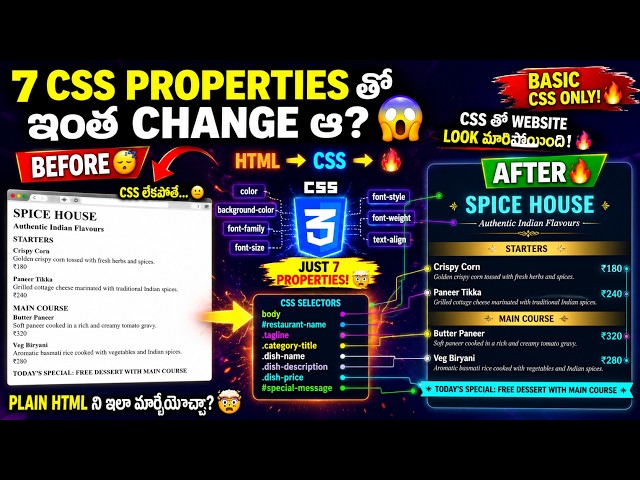 I Transformed Plain HTML Using Just 7 CSS Properties! 😱 | CSS Basics #5