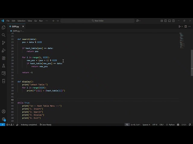 Implementation of Hash Table with collision resolution techniques