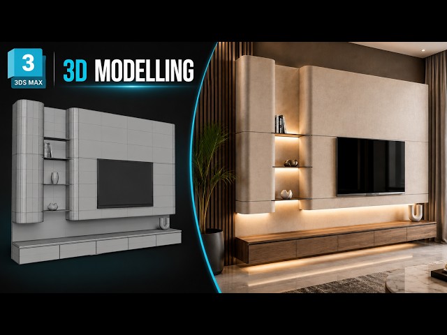 I Built a Modern TV Unit From Scratch in 3ds Max