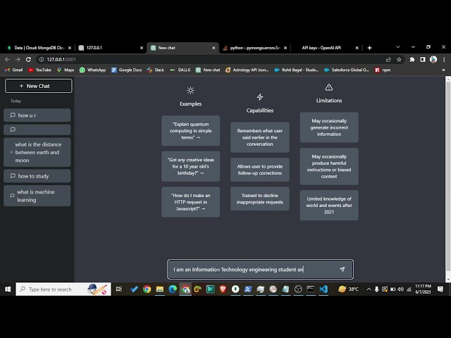 ChatGPT Clone using Python Flask, Open-AI API, Mongo DB &  Tailwind CSS