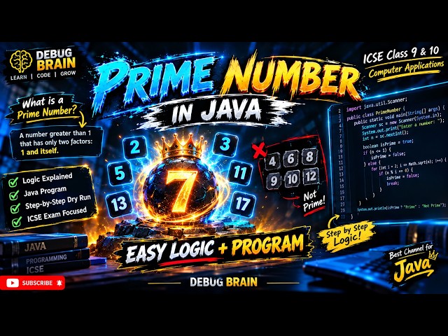 Prime Number in Java Made EASY 🔥 | ICSE Class 9 & 10 | Java Programming