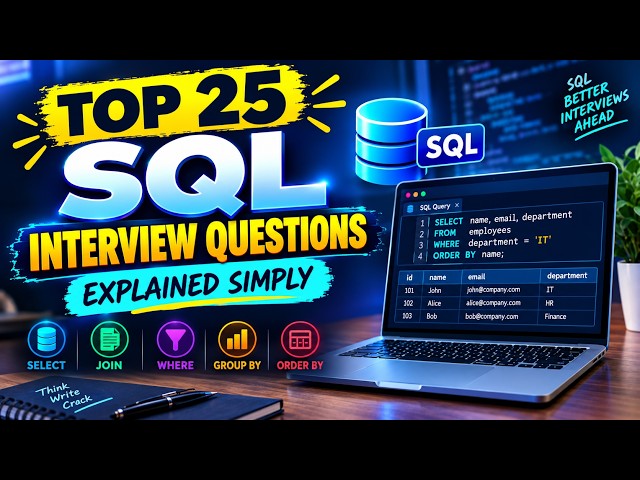 Top 25 SQL Interview Questions & Answers 🔥 | SQL Interview Preparation | Explained Simply