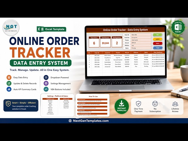 Online Order Tracker Data Entry System in Excel