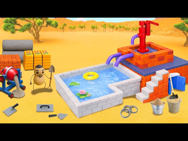 DIY House Project - Building a Mini Brick House with Backyard Swimming Pool