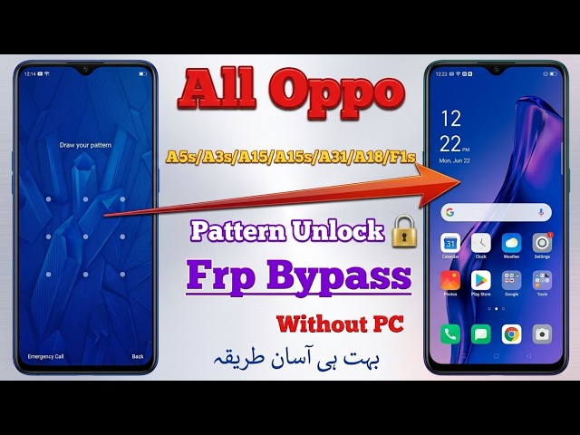 Oppo A3s/A5S/A15/A15s/A31 Pattern unlock Without pc | All Oppo/Realme Frp bypass Without pc |