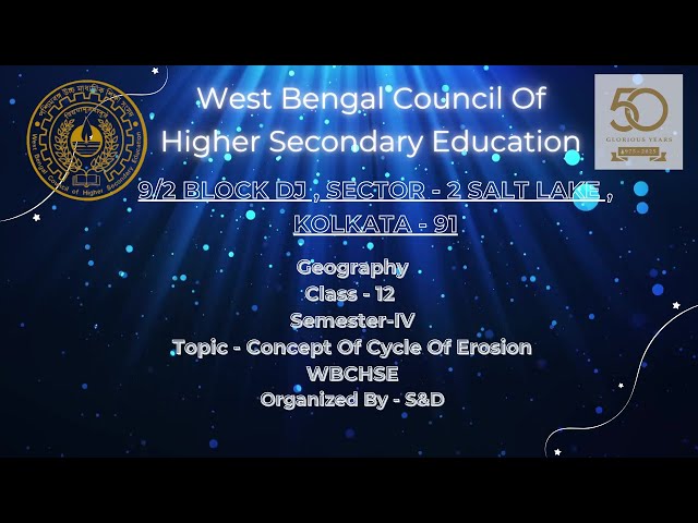Geography Semester IV Concept Of Cycle Of Erosion By WBCHSE