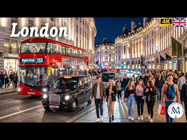 🇬🇧 LONDON NIGHT WALK 4K 🔥 Walking London City Centre at a Busy Weekend Night | True 4K