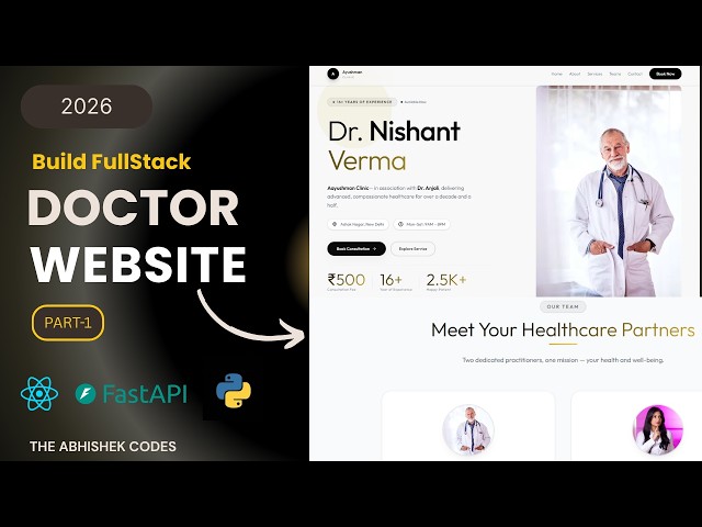 Doctor Portfolio Website using React JS 🚀 | Full Stack Project with FastAPI | #Part 1