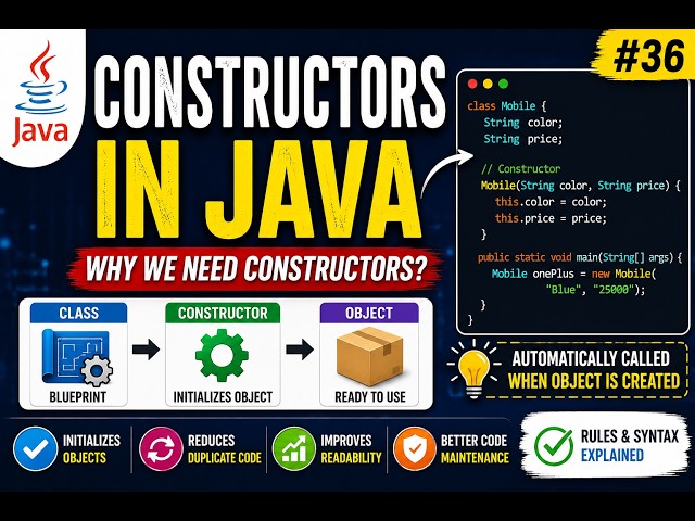 Java Full Course in Tamil | 36 - Constructors in Java | Why We Need Constructors? | Rules & Syntax