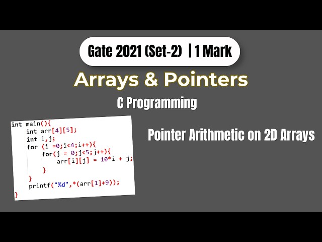 GATE 2021 C Programming Question | 2D Array Pointer Arithmetic in C