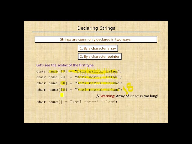 C Strings Declaration | Char Array Vs Char Pointer