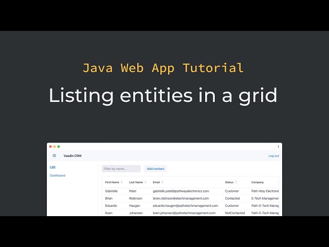 Java tutorial: Listing entities in a data grid and configuring columns  (part 6)