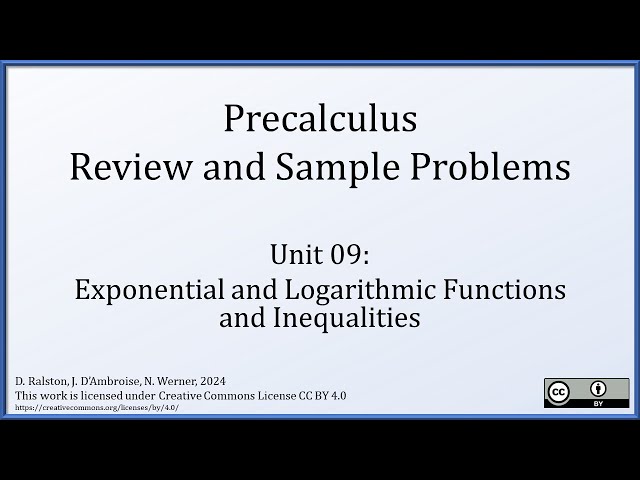 Precalculus - Sample Problems 09 - Exponential and Logarithmic Equations and Inequalities