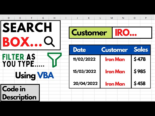 Excel VBA Dynamic Filter: Create a Search Box for Instant Data Filtering | Filter As You Type