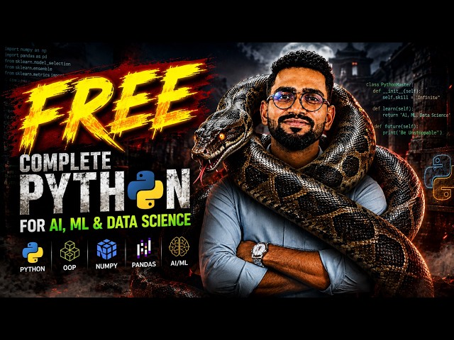 Complete Python Course FREE 🔥 | Python, OOP, NumPy, Pandas, AI/ML & Data Science