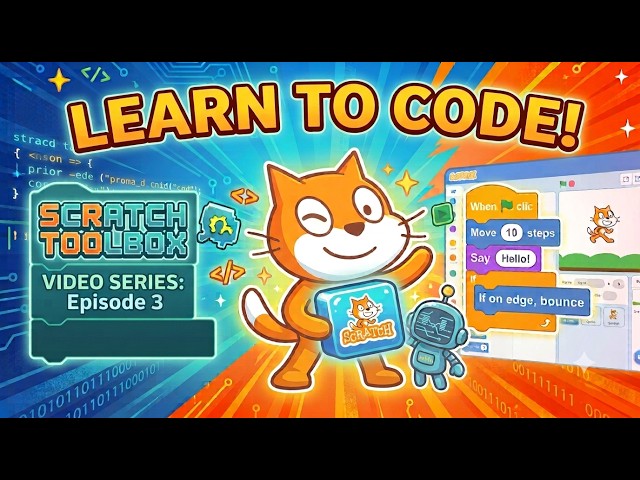 Learn the foundation of SCRATCH to make games and stories. Episode 3: Backgrounds and Sprites