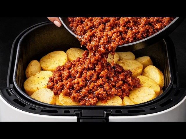 Just Add Ground Beef to the Potatoes! Simple Air Fryer Dinner Recipe!