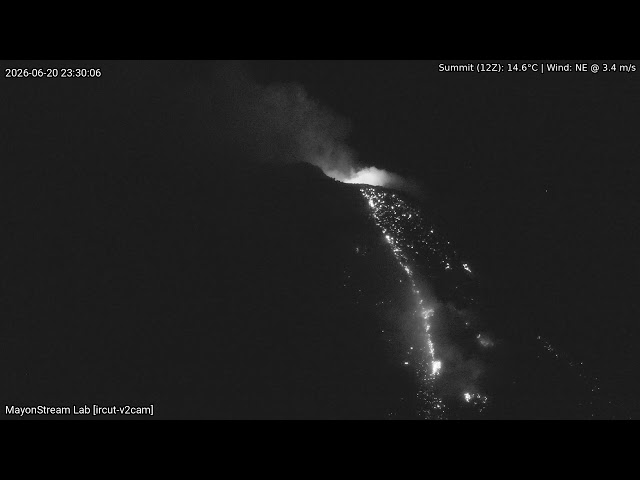 🔴 LIVE: Mayon Volcano Eruption, PH (SSW view) [RPi ircut-v2cam] 11:30 Jun-20-2026 (PST)