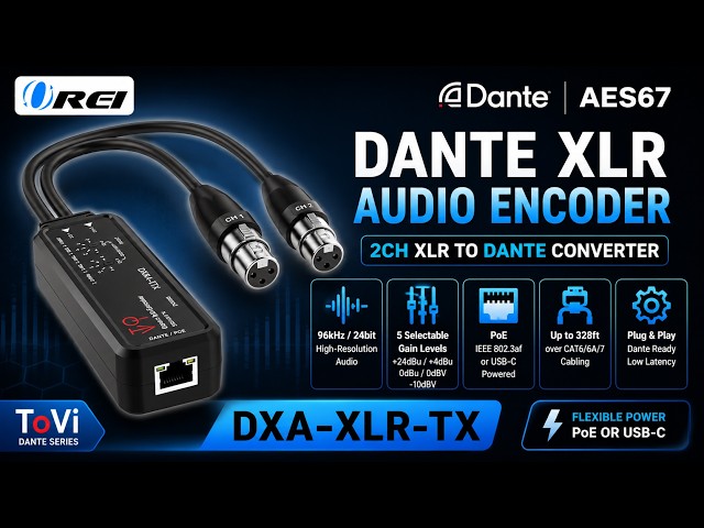 Convert XLR Audio to Dante AES67, PoE & USB-C Powered | ToVi DXA-XLR-TX
