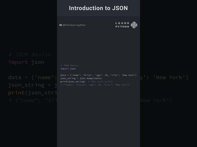 Introduction to JSON in Python #pythonlearning #programming #coding #pythoncoding #python